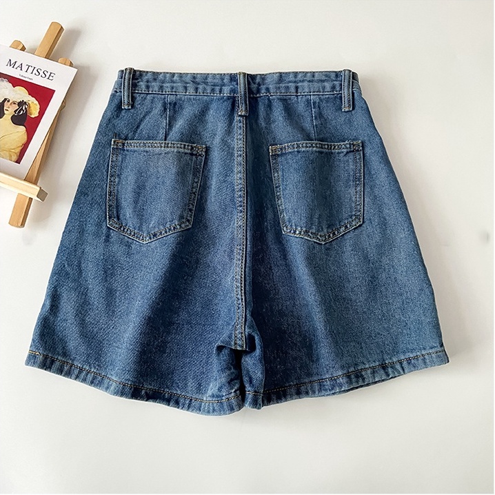 korean style celana jeans pendek wanita korean loose--jeans pendek cewe（realpict）