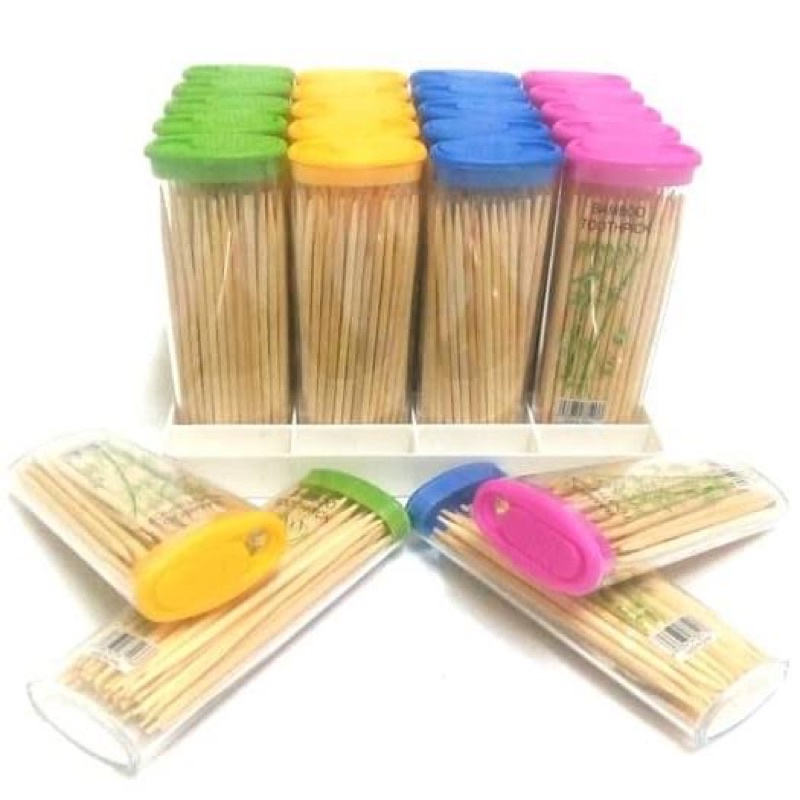 Tusuk gigi bambu portable mini ukuran saku model korek toothpick