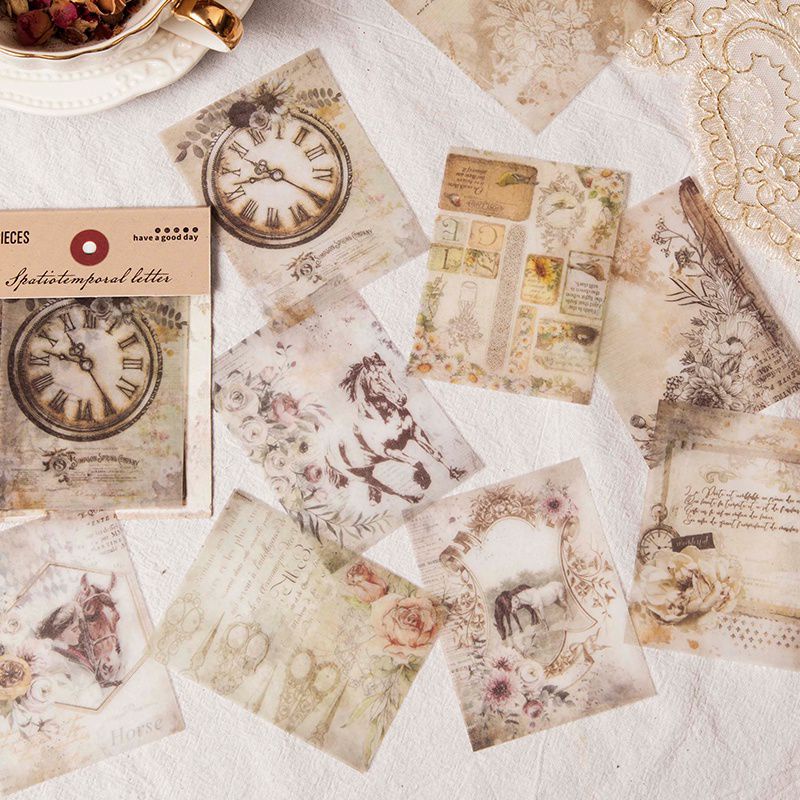 

AYURI - 10pcs/lot Deco paper album asam sulfuric untuk scrapbook bahan asam sulfuric transparan motif bunga