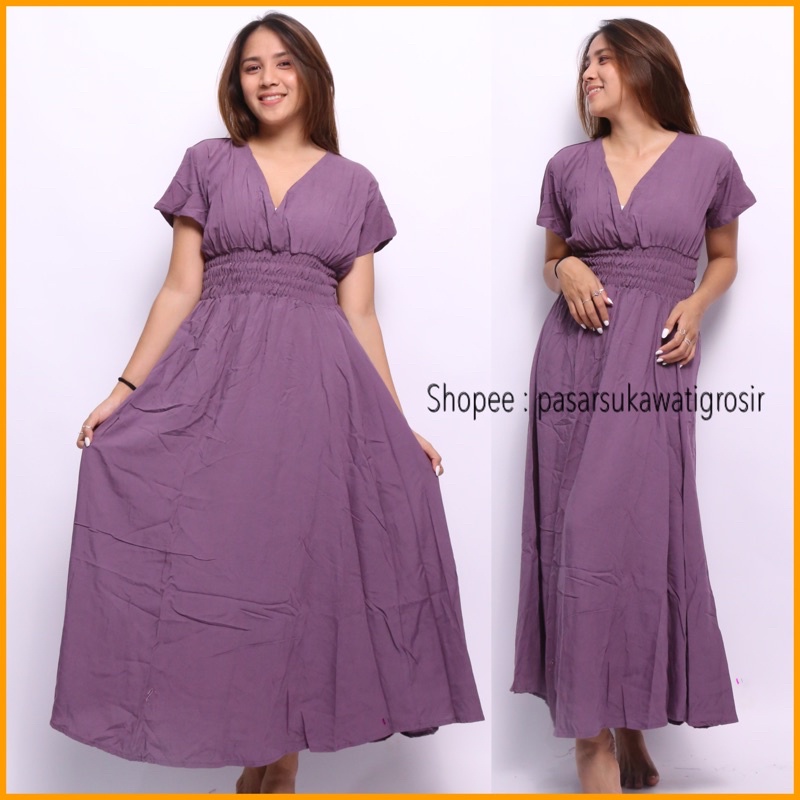 LONG DRESS CASUAL VNECK BASIC