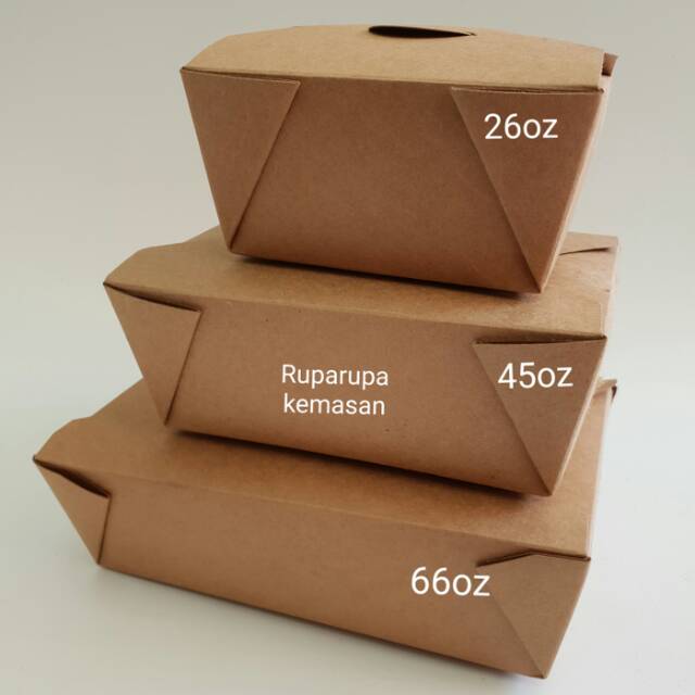 Paper box kotak makan lunch box kraft paper food grade 26oz 9x11.5cm