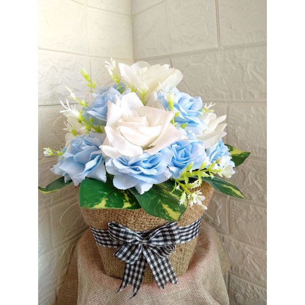 Bunga hiasan meja bunga mawar pot jumbo dekorasi ruang tamu