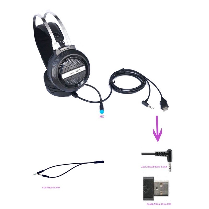 HEADSET / HANDSFREE GAMING G03 PRO LOG-ON-GARANSI