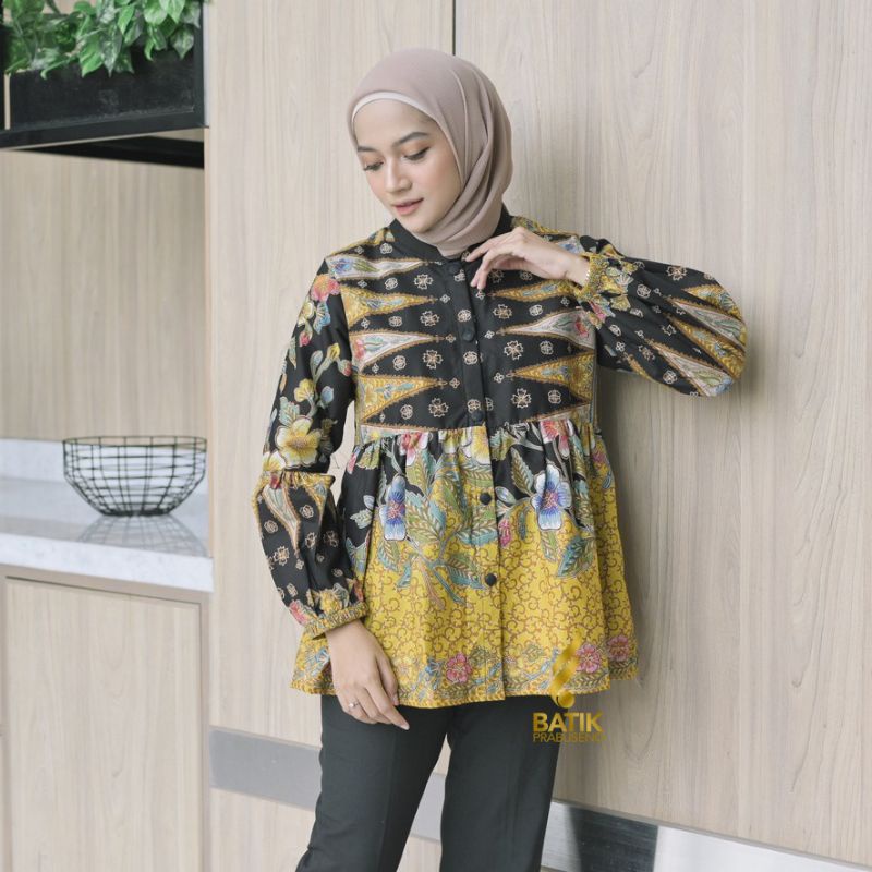 MOTIF KAYLA ATASAN BATIK WANITA LENGAN PANJANG PAKAIAN CEWEK PRINTING KATUN TRIKOT MODERN