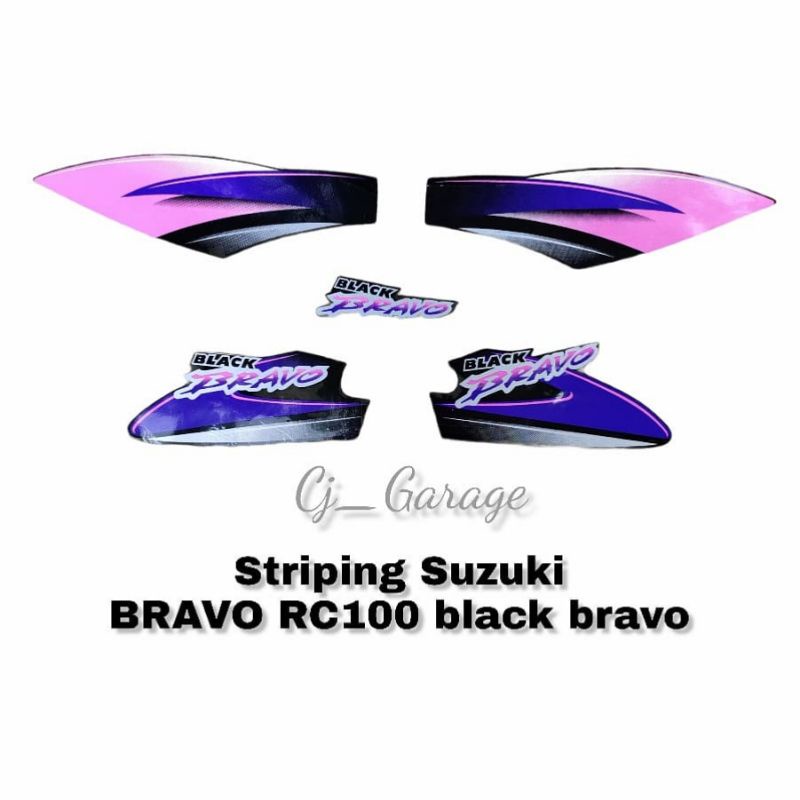 Striping BRAVO RC100 Stiker Suzuki RC100 black bravo ping pink
