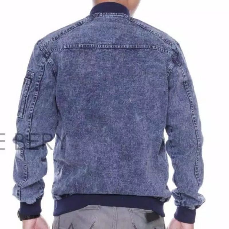 [HOT PRODUCT] JAKET JEANS PRIA / COWOK SENWASH BLUE SANDWASH BOMBER DENIM RCFL / ROCAFELA ORIGINAL THE BERRY