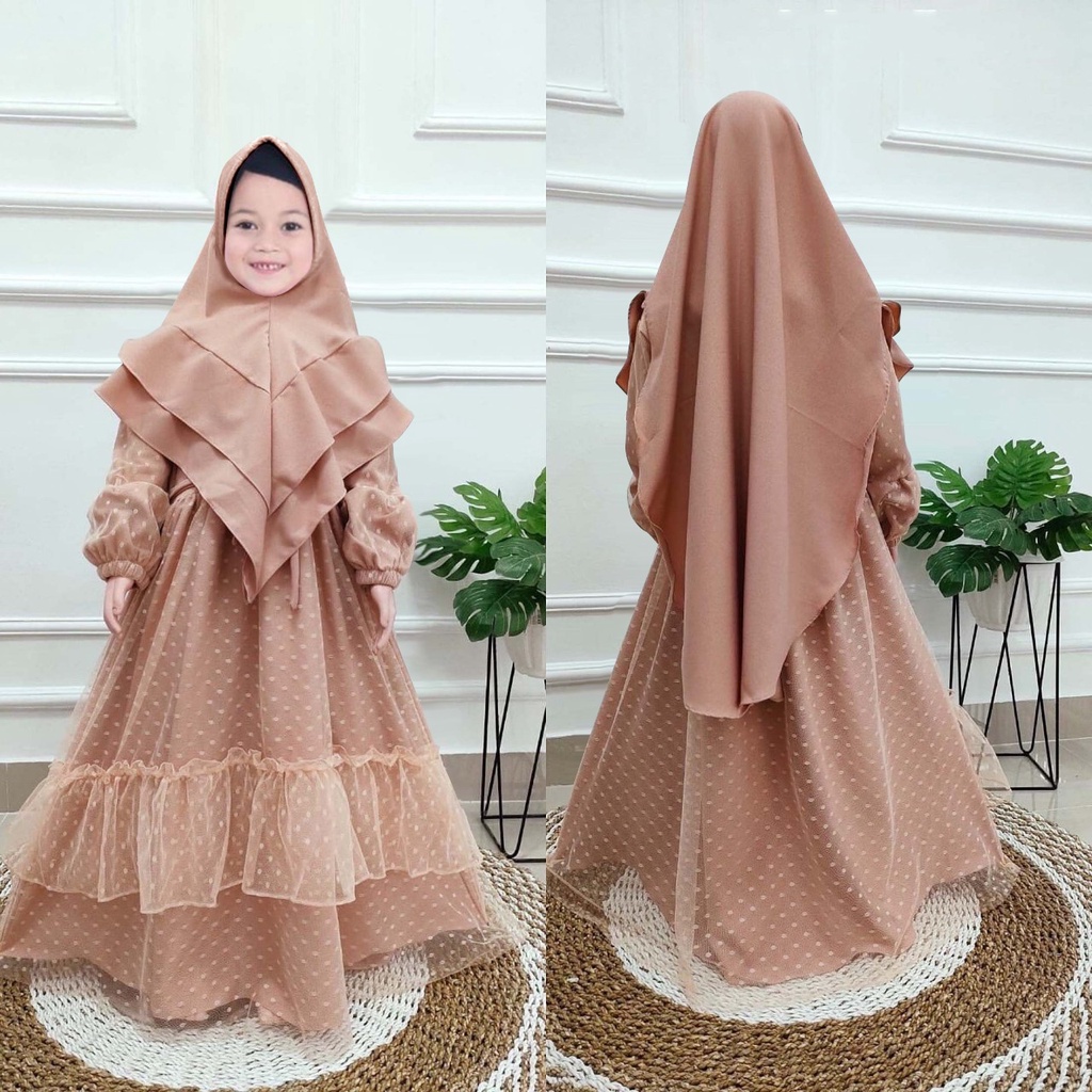 SYARI EMILY KIDS REAL PICT FREE KRUDUNG 3-11 TH/GAMIS ANAK TILE DOT FULL GOOD QUALITY