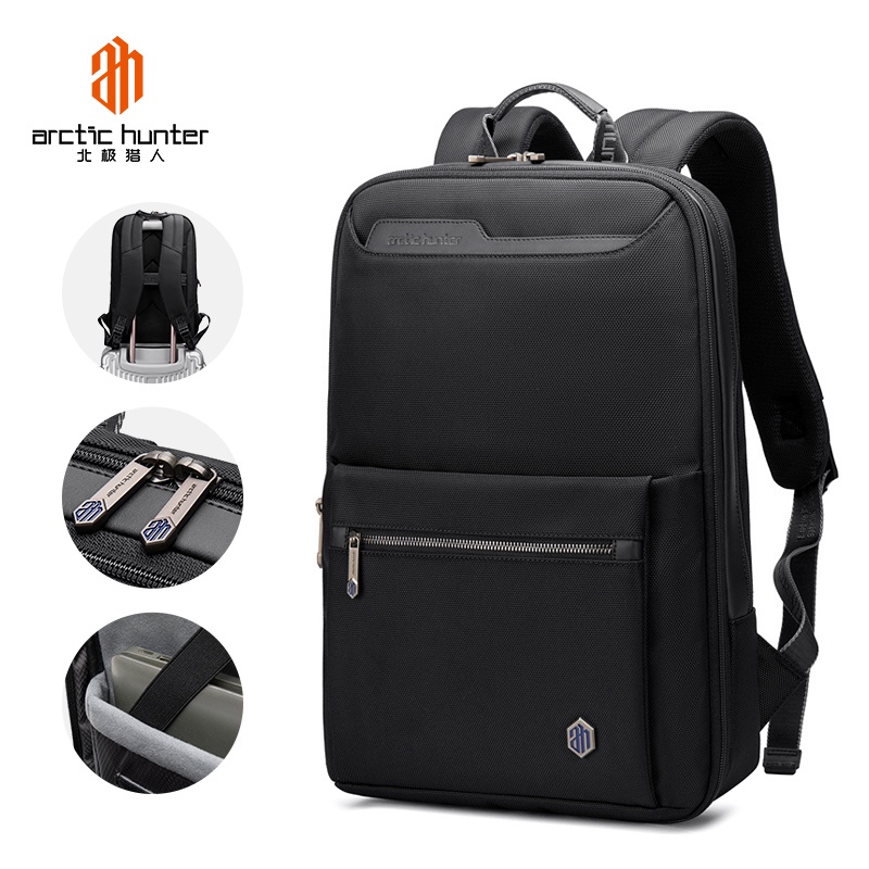 B00410 Tas Arctic Hunter Pria Ransel Laptop 15.6 Slim Expandable