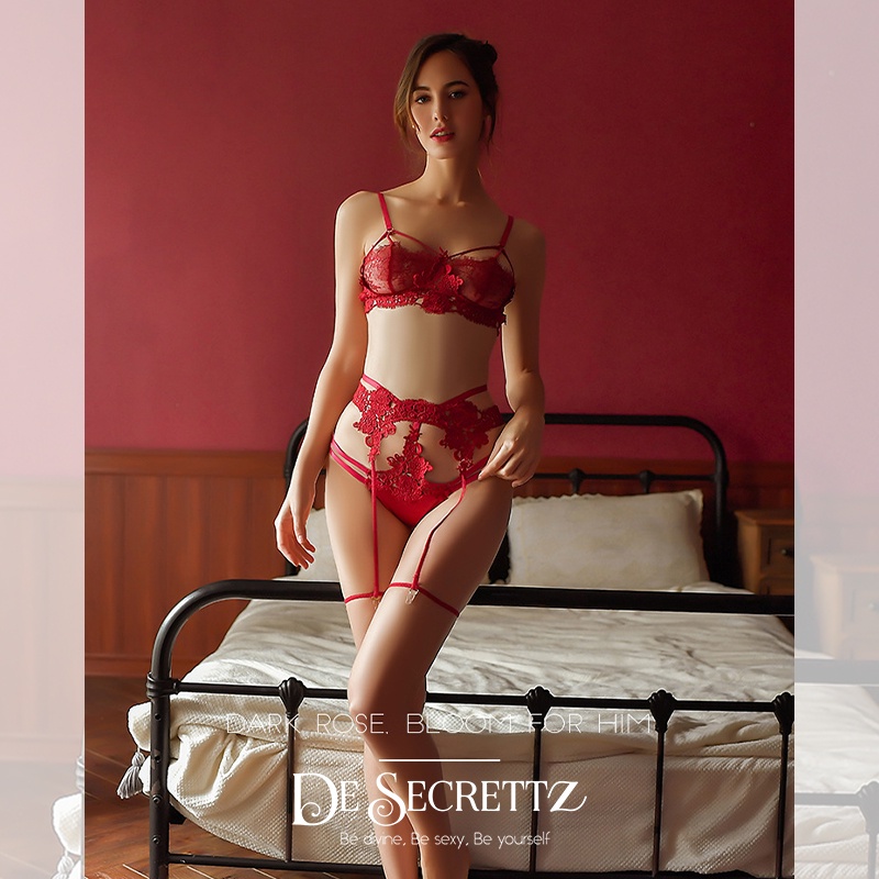 DeSecrettz APRILIA Lingerie Sexy, Baju Tidur Wanita Dewasa Sexy Includes Sexy Braset Garter Lingerie &amp; G String, Cocok Untuk Pakaian Dinas Depan Suami, Baju Tidur Sexy