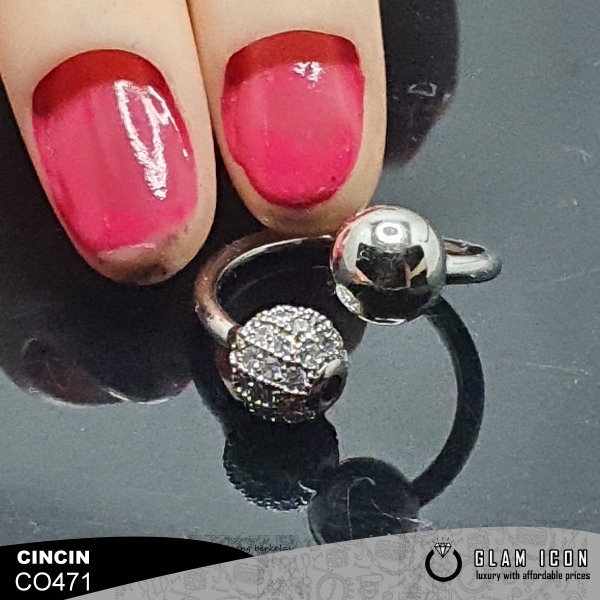 GLAMICON JEWELRY - Aksesoris wanita Cincin Wanita Mata Silang Bola Bola C0471 CCS