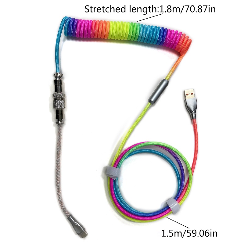 Btsg Kabel Keyboard Mekanik RGB Coiled USB C Cable Untuk Keyboard Gaming Mekanik