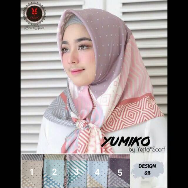 Segiempat Yumiko. Jilbab Yeffa. Kerudung Silk Motif. Kerudung Segi Empat