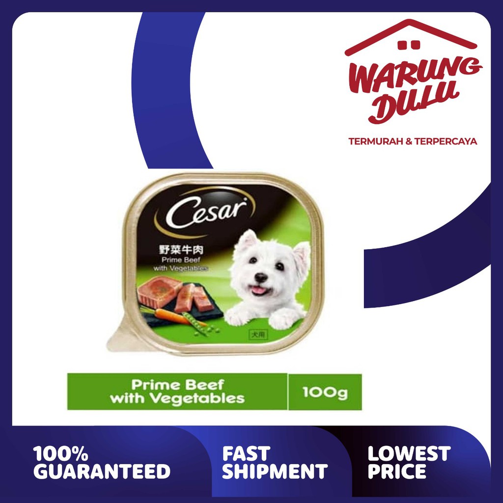 MAKANAN ANJING CESAR PRIME BEEF WITH VEGETABLES 100GR