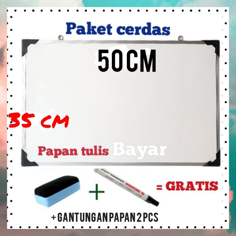 

WHITEBOARD 35 ×50cm PAPAN TULIS +SPIDOL+ PENGHAPUS COCOK UNTUK anak|Office STATIONERYORGANizer PAKet