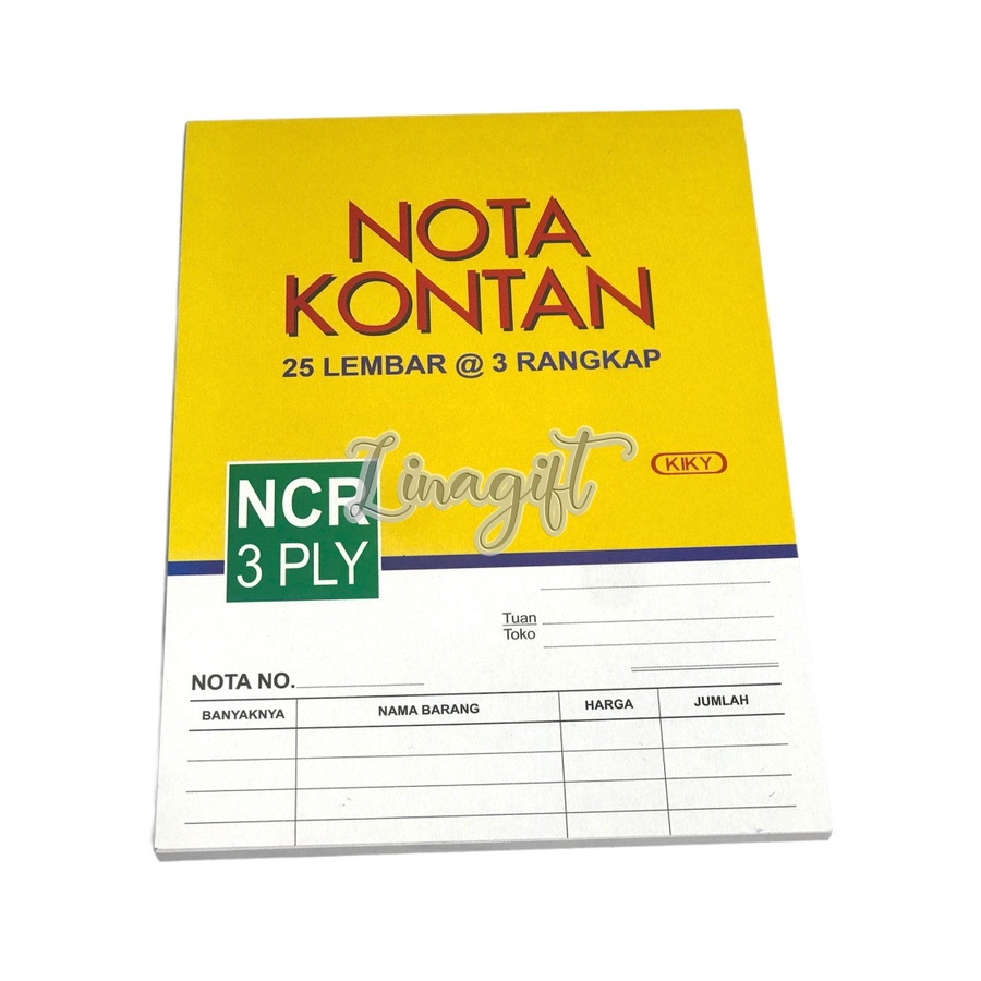 (1 Buku- 25 Lembar) BUKU NOTA KONTAN KIKY NCR 3 PLY BESAR  / NOTA PENJUALAN TANPA KARBON / PEMBELIAN KIKY RANGKAP 3