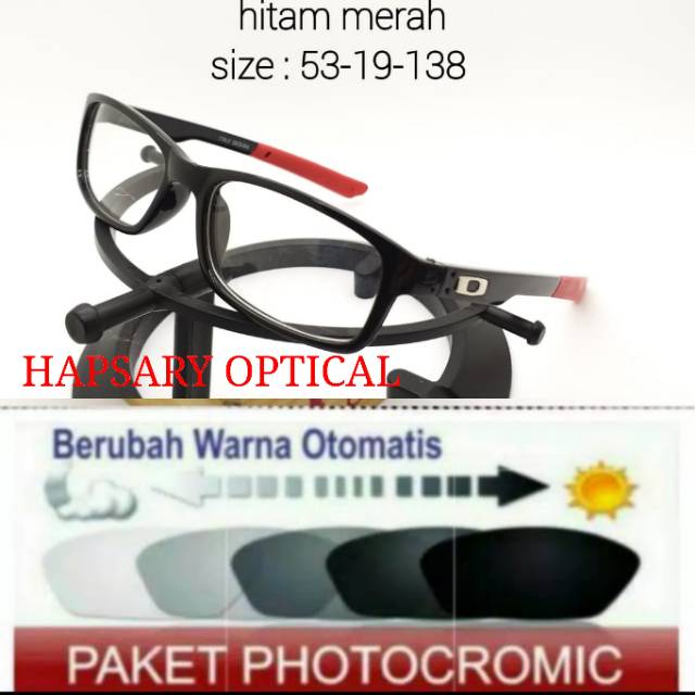 Frame Kacamata Pria Sporty Free Lensa Photocromic Anti UV, Kaca mata Minus, Kacamata Plus