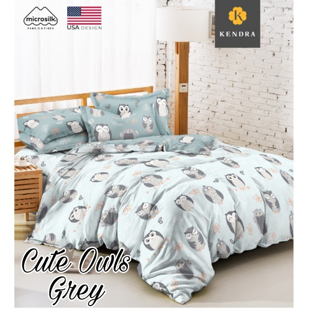 Full Set Bedcover Kendra Cute Owl Grey 180x200