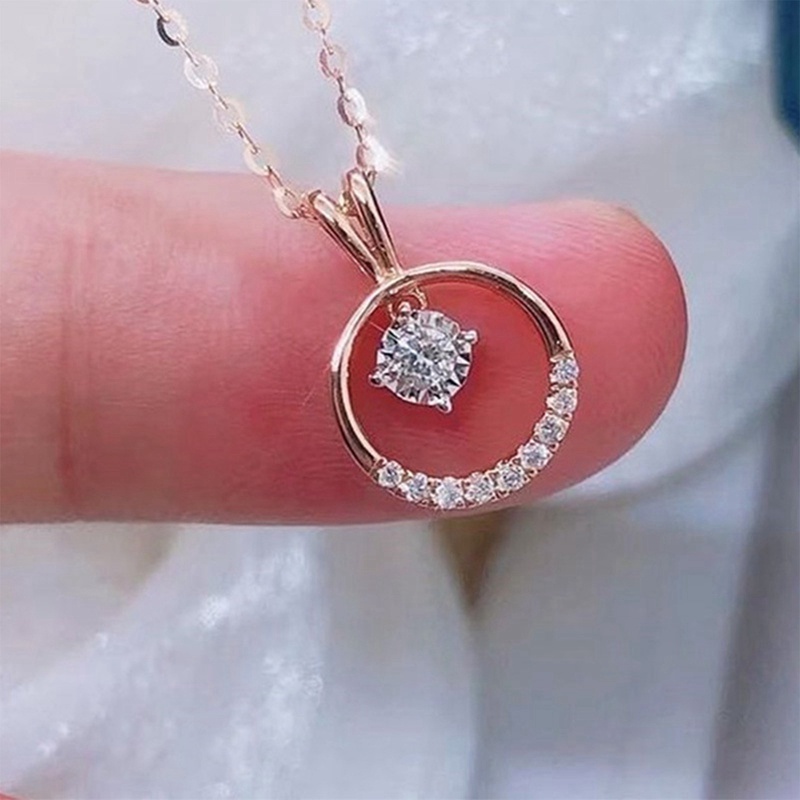 Kalung Liontin Lingkaran Warna Silver Rose Gold Gaya Minimalis Untuk Wanita