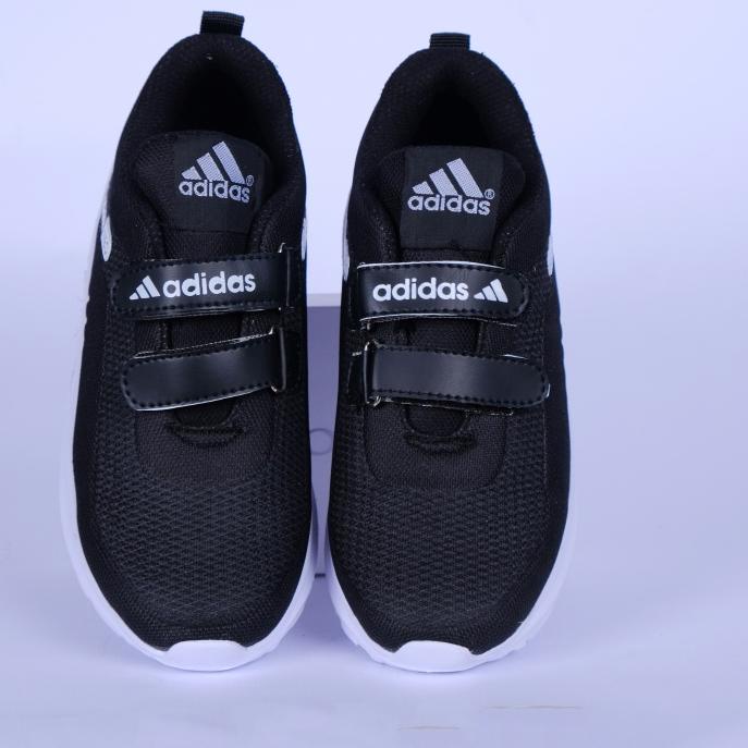 sepatu adidas neo sepatu anak sekolah laki-laki perempuan cewe cowo TK SD size 28sd37 velcro hitam p