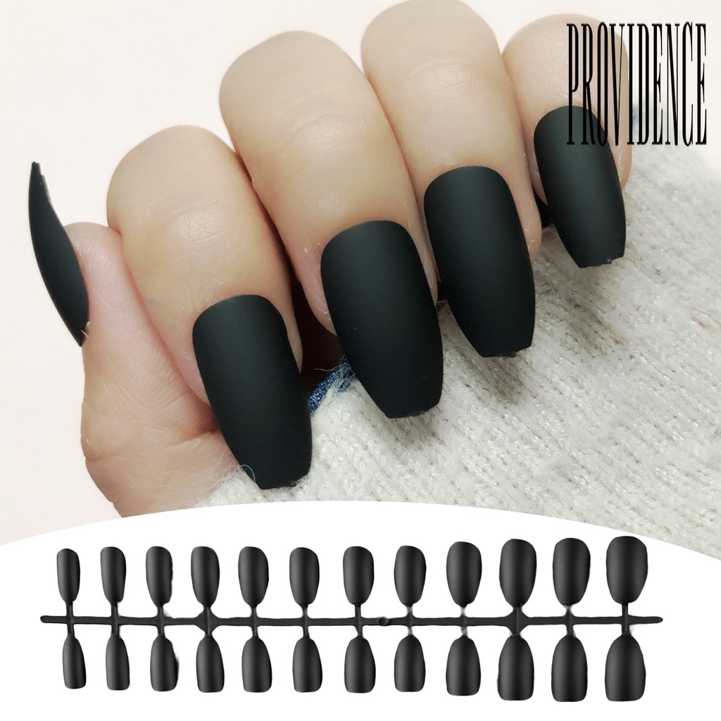 24 Pcs Kuku Palsu Tekstur Matte Ultra Tipis Dapat Dilepas Untuk Manicure