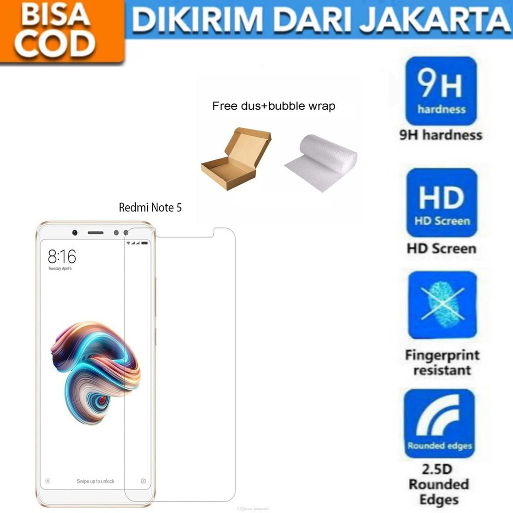 Xiaomi Redmi Note 5 Tempered Glass Screen Protector Anti Gores