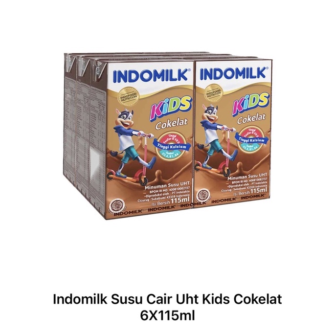 

Indomilk Susu Cair UHT Kids Stawberry/Chokelat 6x115 ml