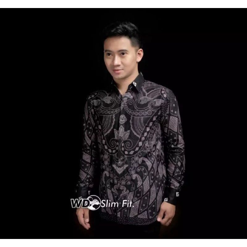 Batik Pria Lengan Panjang BATIK NAKULA HRB026 motif KERATONAN Kode 002 size M L XL XXL Reguler-Motif g cilik