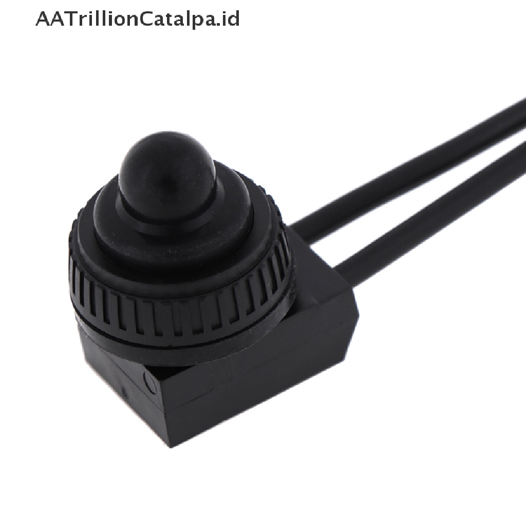 2pcs Saklar Tombol Tekan On-Off 12V Tahan Air Dengan Kabel Lead 4 &quot;Warna Hitam