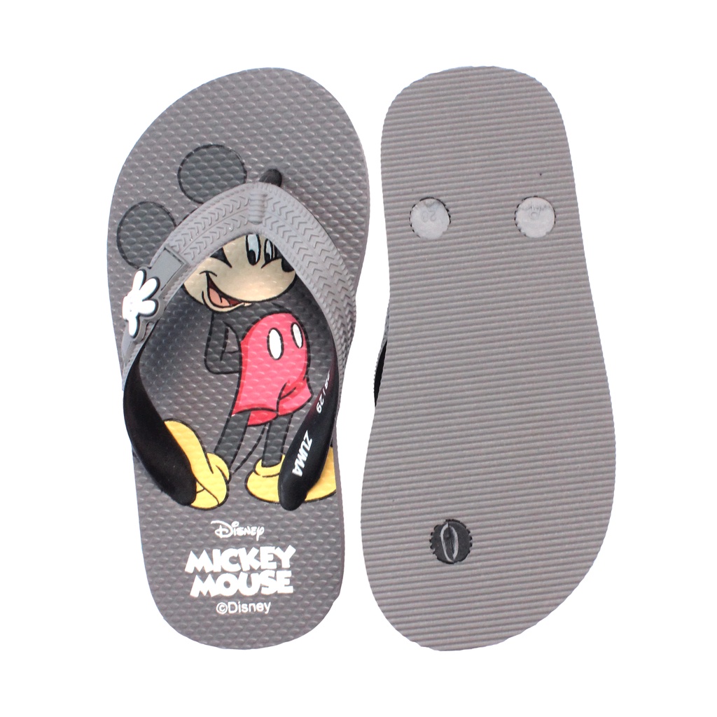 Zuma Kids Boys x Disney Mickey Silver, Sandal Jepit Anak Laki-laki Karet Karakter, Abu-abu