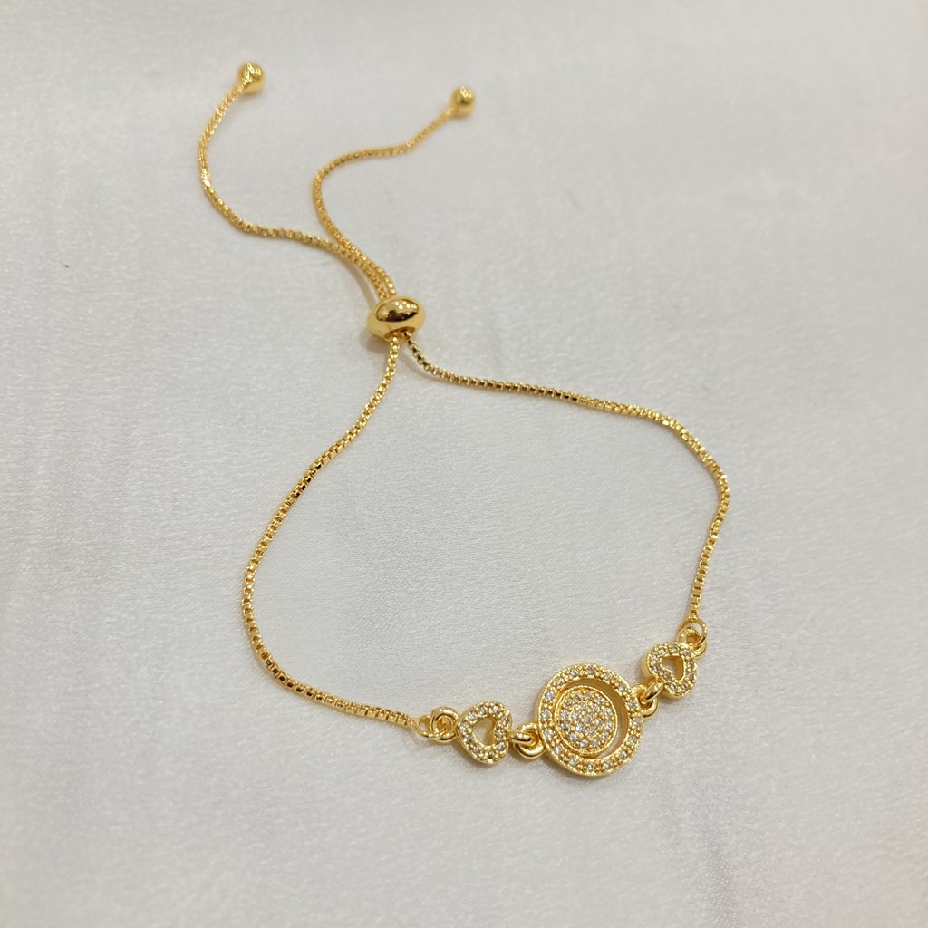 Gelang Wanita Serut Anti Karat Vintage Perhiasan Titanium Asli Berlapis Emas KTA02-KTA 13A