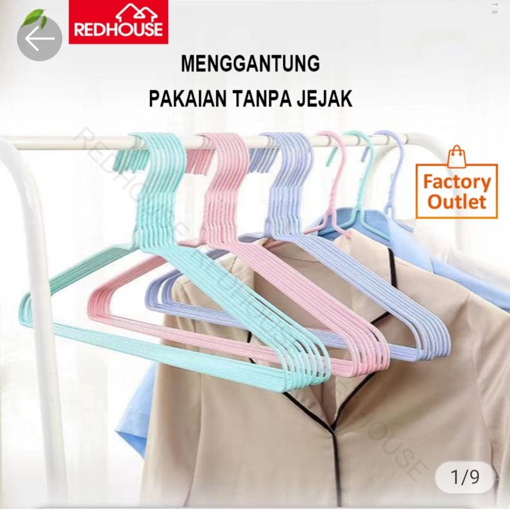 [10 PCS] Gantungan Baju/Hanger Kawat Lapis Plastik Anti Karat Ekonomis