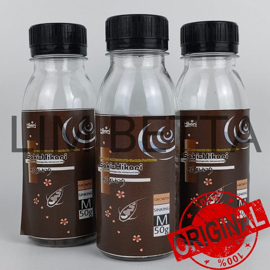 (BOTOL) SAKI HIKARI GROWTH SINKING (M) MEDIUM 50 GRAM / MAKANAN KOI