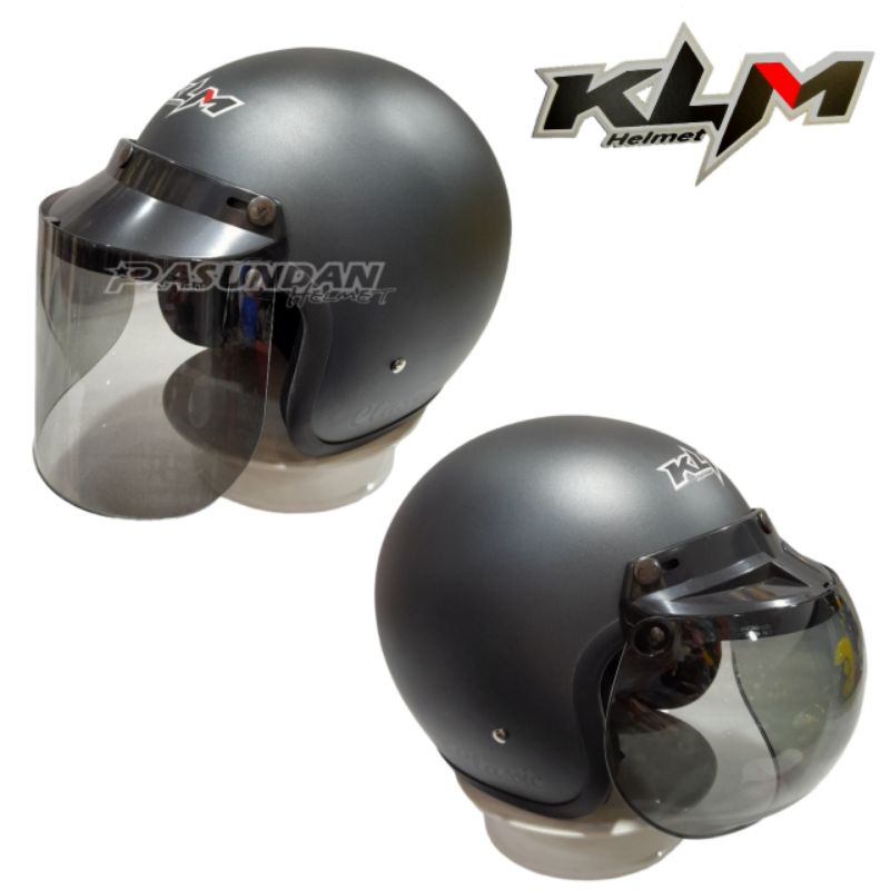 HELM KLM RETRO CLASSIC BOGO DEWASA Gunmet Doff