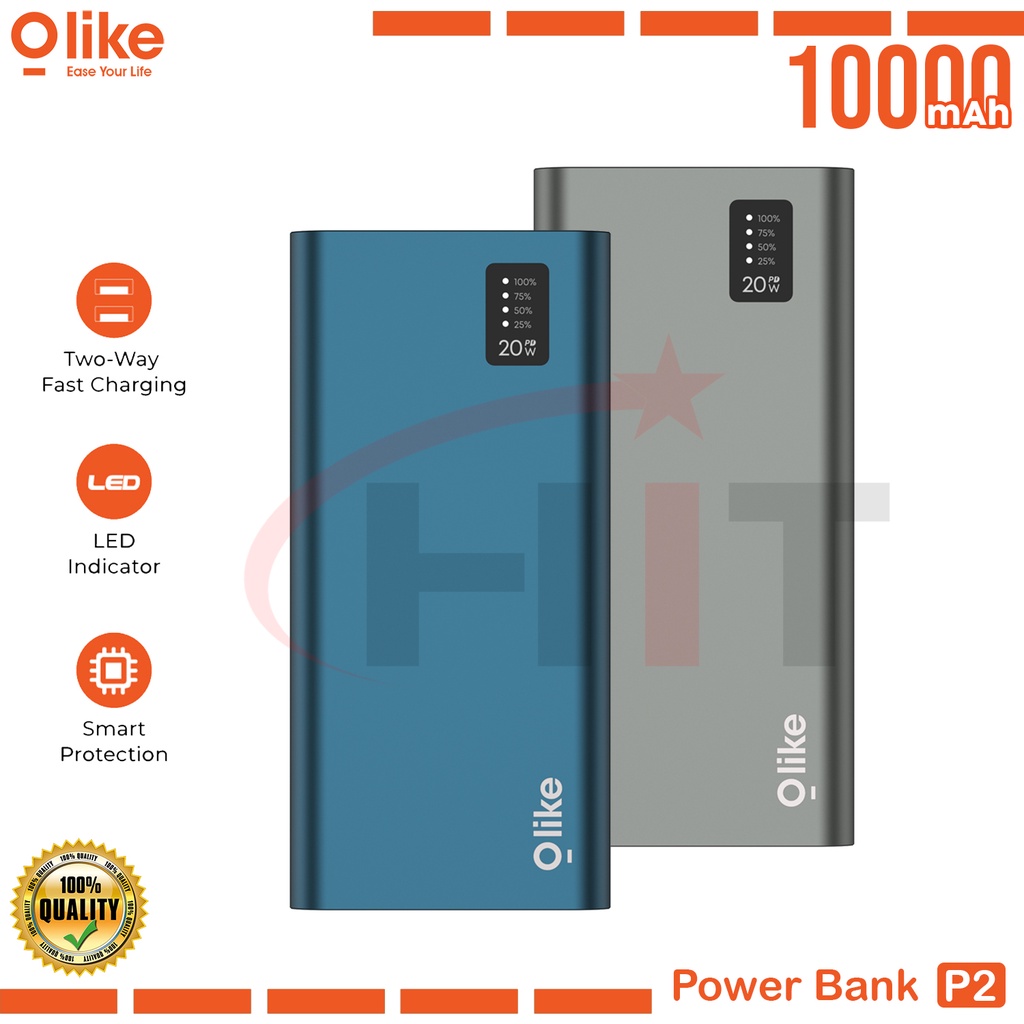 Olike PowerBank 10000mAh 3A Dual Output Port USB &amp; Type-C Original