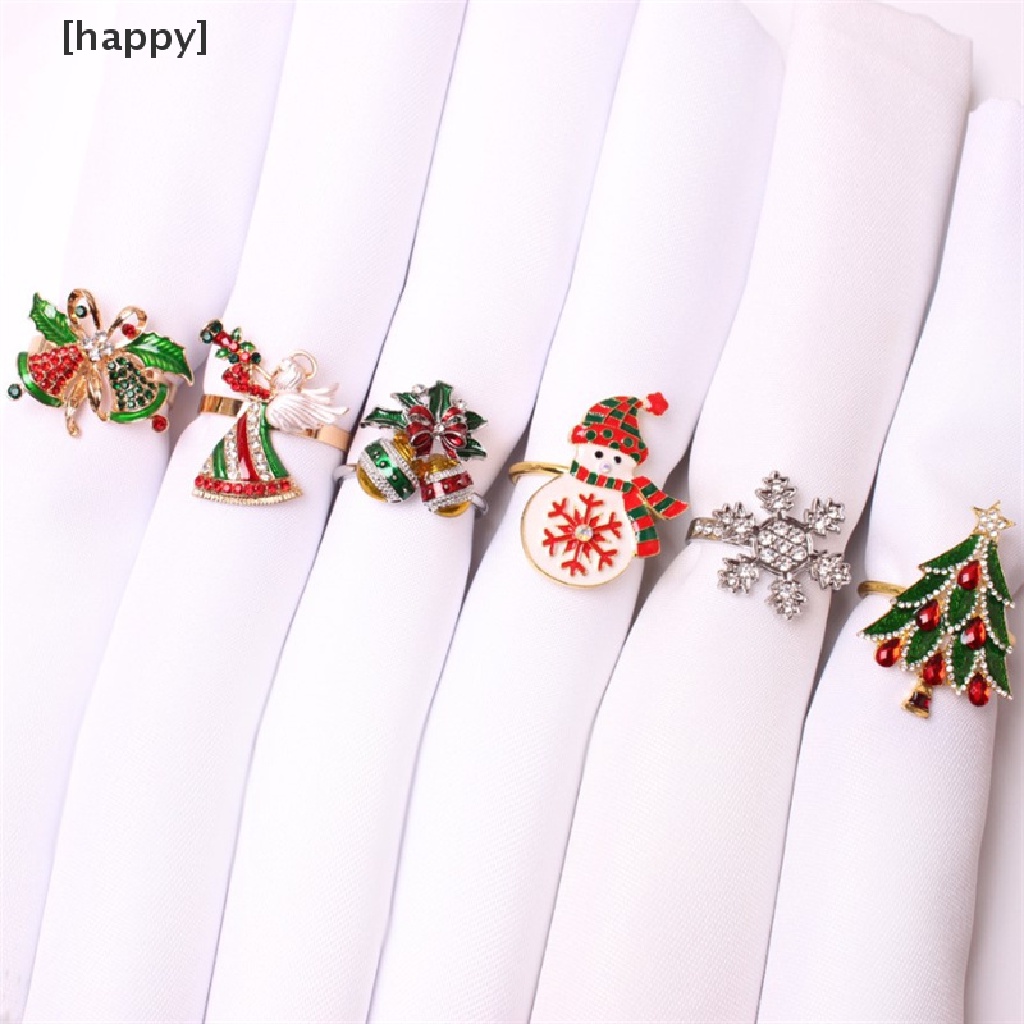 Cincin Serbet Desain Rusa Natal Bahan Metal Untuk Dekorasi Meja Rumah