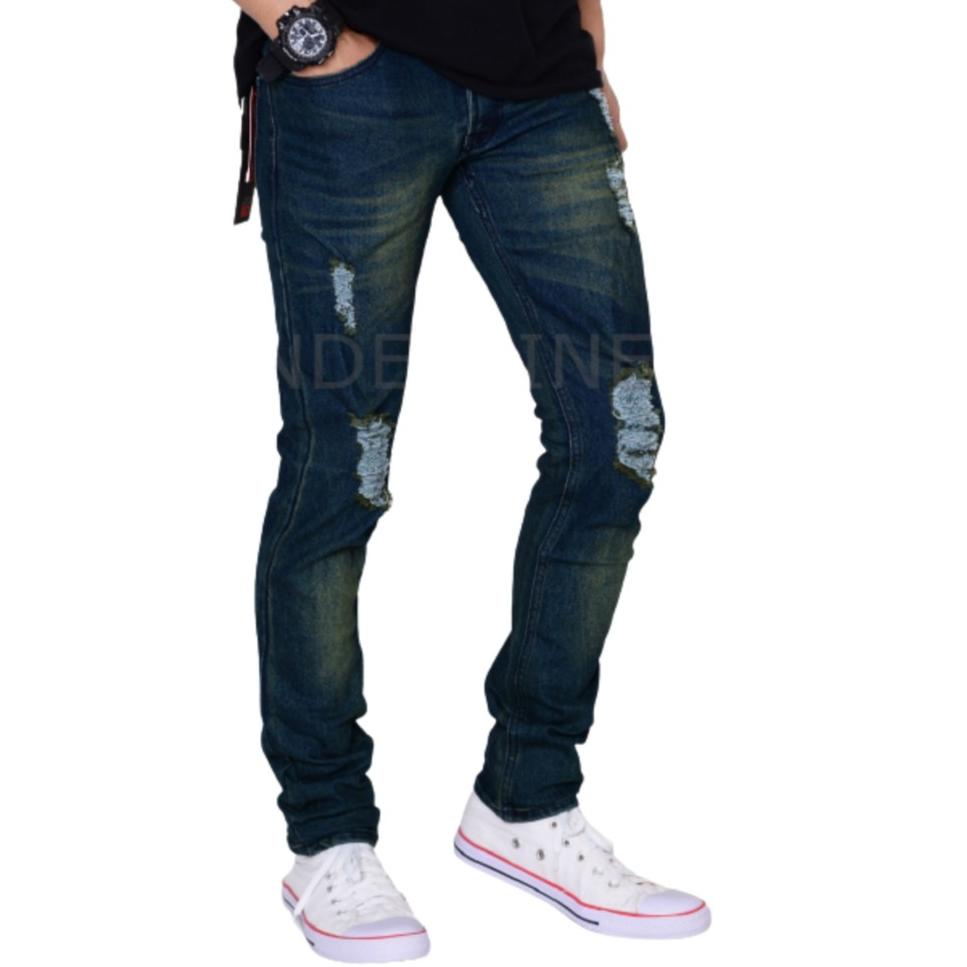 Murah Banget Celana Jeans sobek Pria Lelaki Dewasa Pensil  Skinny Stretch Melar/Ripped jeans Jeans P