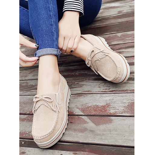 sepatu wanita import platform krem tipe 1130