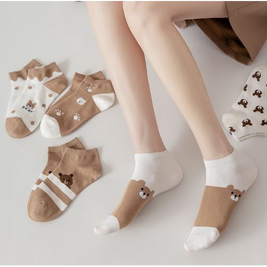 RSB KK226 Kaos Kaki Bear Brown Fashion Pendek Semata Kaki Socks Korean Style