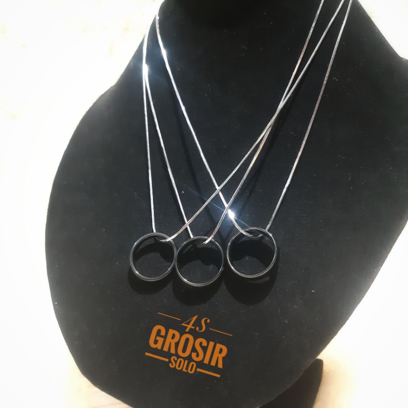 4S GROSIR SOLO || Kalung Silver | Kalung Rhodium | Anti Karat &amp; Luntur | Liontin cincin Titanium | Kalung dan Cincin Awet | Kalung Silver bahan Rhodium dengan Liontin Cincin Titanium | Kalung Unisex (pria&amp;wanita) anti karat dan luntur Harga Grosir