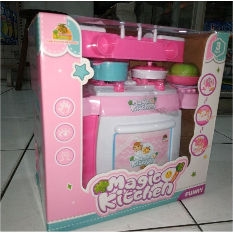 Mainan anak cewek perempuan kitchen set besar ada suara lampu baterai