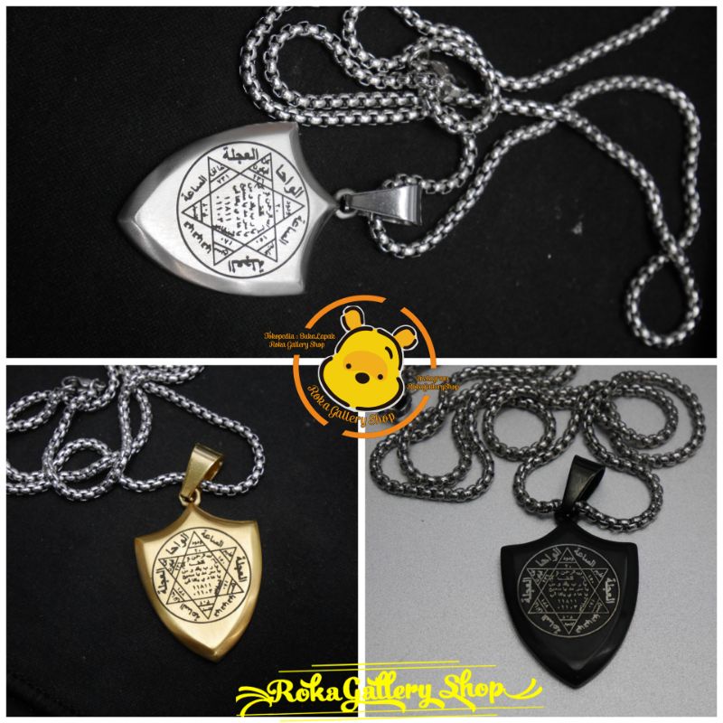 Liontin solomon the seal of solomon plus kalung bisa custom , liontin sulaiman prisai seal model ter