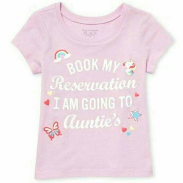 Kaos anak perempuan place/ kaos anak warna ungu muda