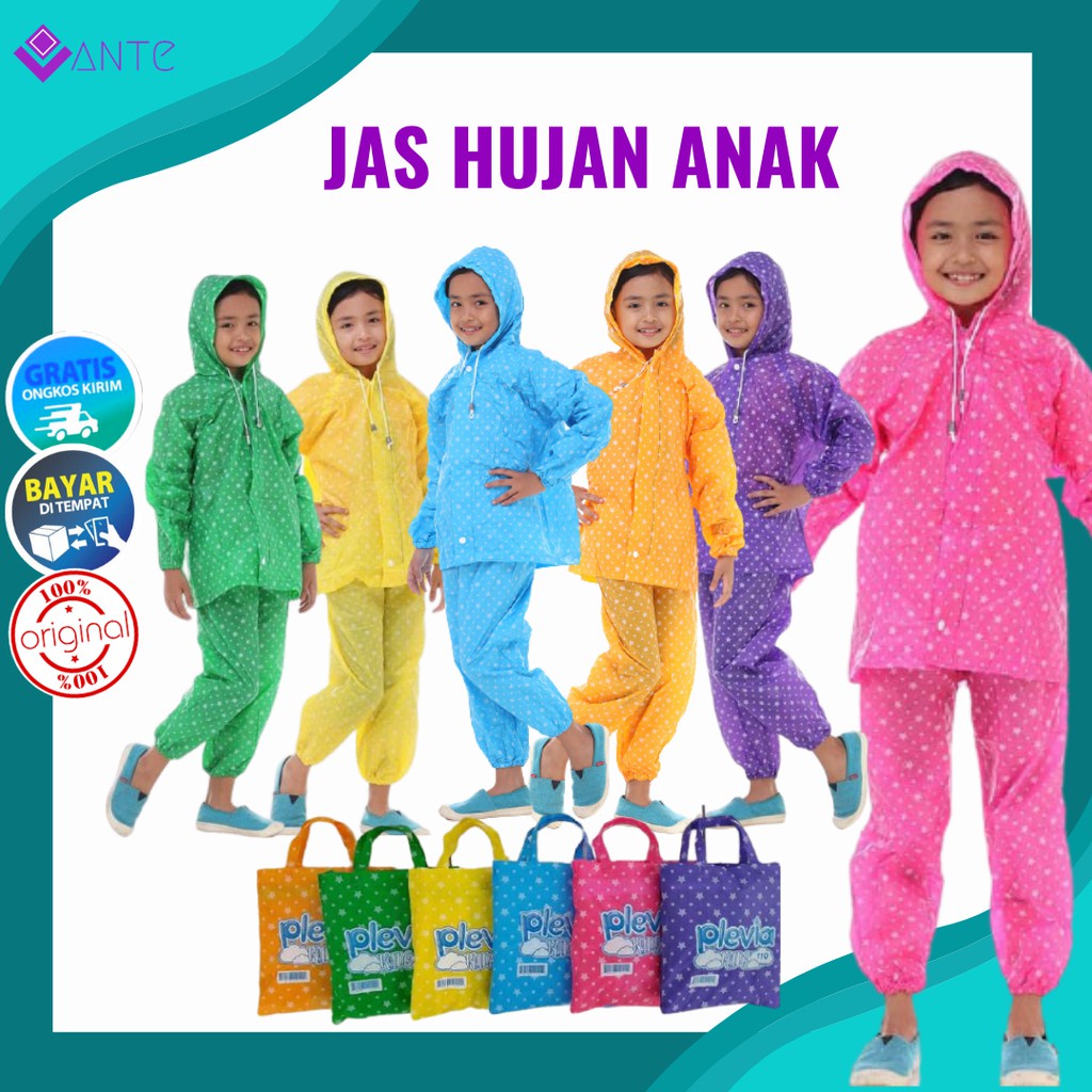 JAS HUJAN STELAN ANAK POLKADOT PLEVIA KIDS 110