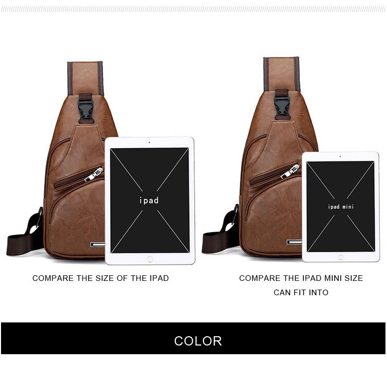 Tas Cowok Cewek Kombinasi 2 Warna Shoulder Bag Sling Handphone Bag Selempang Kulit Leather