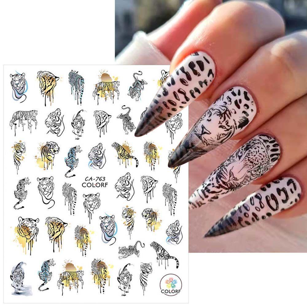 AUGUSTINA Agustina Stiker Nail Art Tahun Baru Decal Lucu2022Tahun Baru Retro DIY Alat Kuku