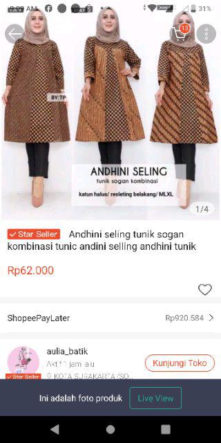 Andhini Seling Tunik Sogan Kombinasi Tunic Andini Selling Andhini Tunik Batik Modern Seragaman