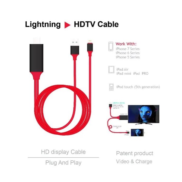 Cable Lightning to HDMI Digital HD TV AV HDTV LCD iPhone