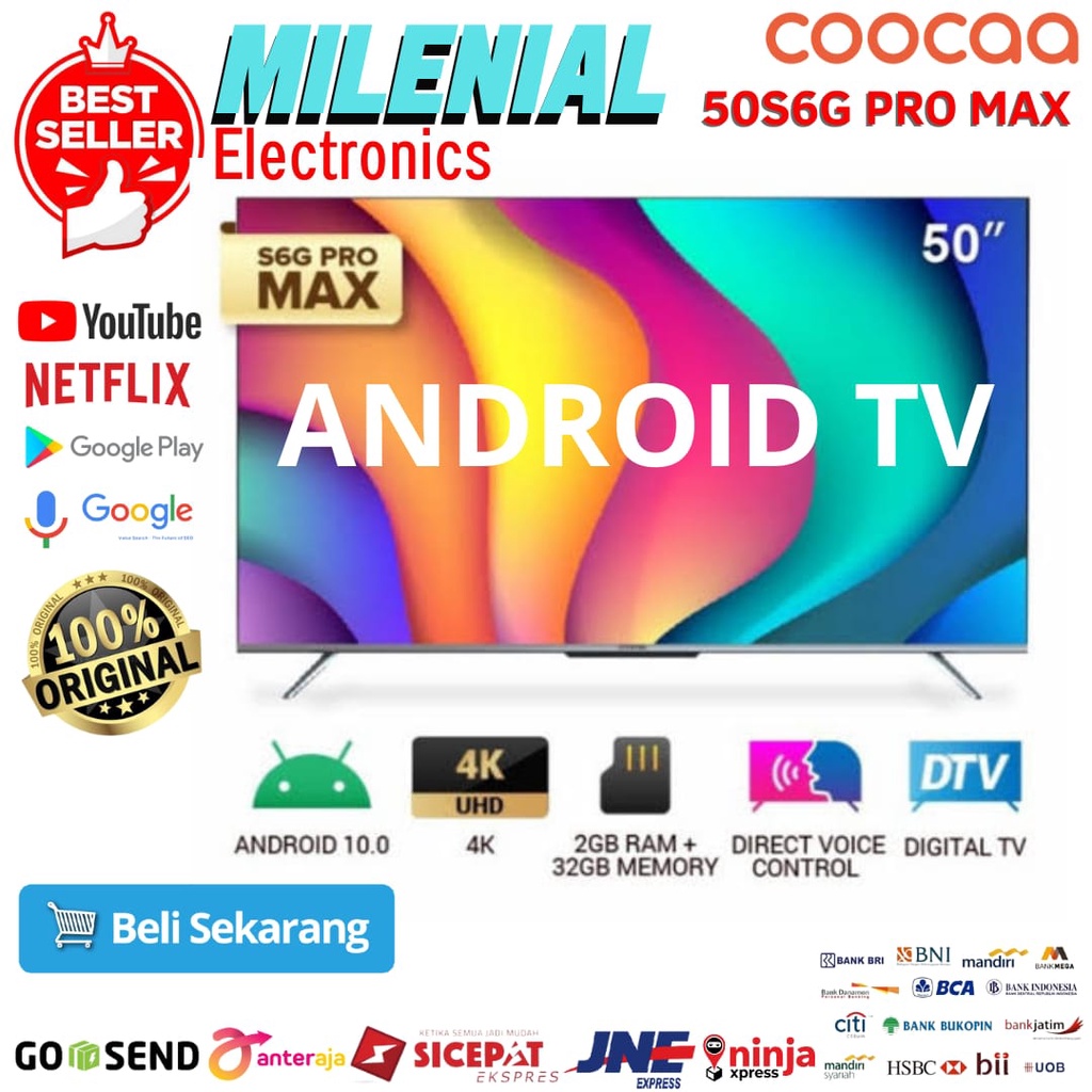JNE- COOCAA 50S6G PRO MAX LED TV 50S6G PRO MAX 50 INCH ANDROID 10-DIGITAL SMART ANDROID
