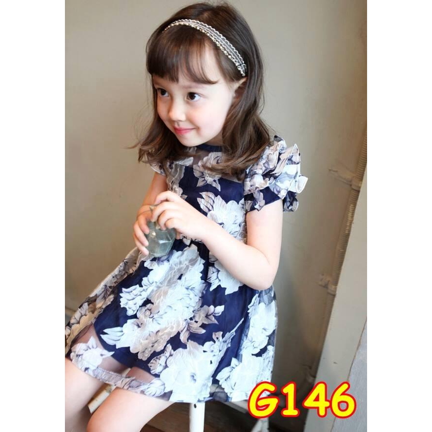 G146 BAJU DRESS KOREA ANAK LENGAN RUFFLE ANAK PEREMPUAN CEWEK GIRL FASHION