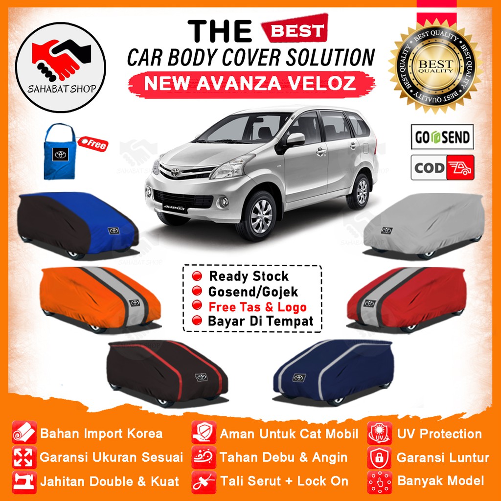 Sahabat Body Cover Mobil Avanza / Sarung Penutup Toyota New Avanza Veloz Facelift Outdoor / Tutup Mantel Selimut Mantol Pelindung Pembungkus Jas Kerudung Kelambu Kerodong Tutupan Bungkus Mobil Avansa Waterproof Anti Air Model Orange